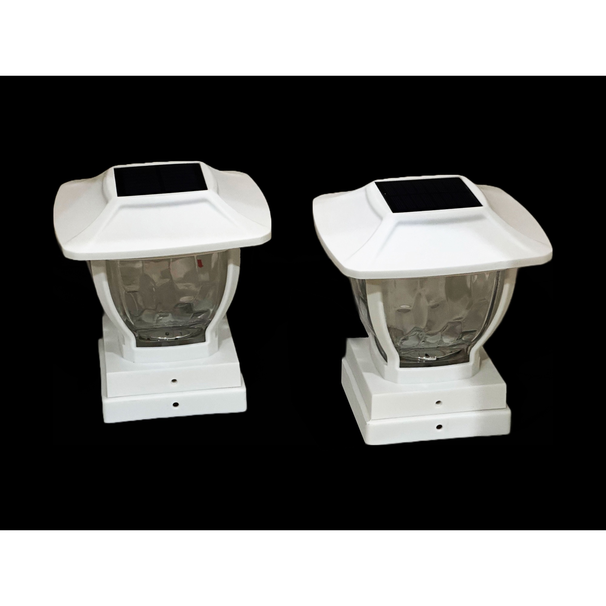 Maxsa Innovations Solar Post Cap Deck Railing Lights - White, Metal and Glass, 2 Pcs, Model# 41981